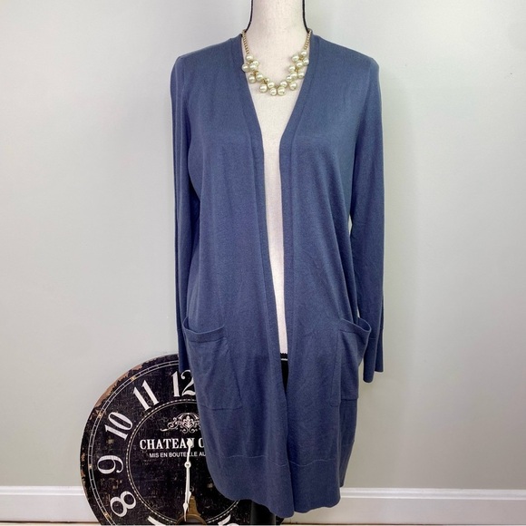 Universal Standard Gray Long line knee length Open Cardigan Sweater size 2XS - Picture 2 of 11